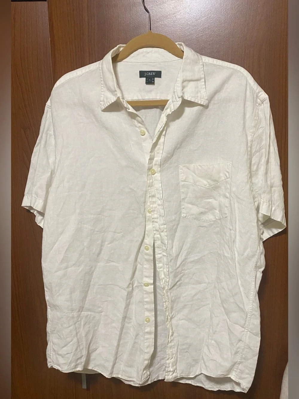 J. Crew White Short-Sleeve Linen Button-Down Shirt